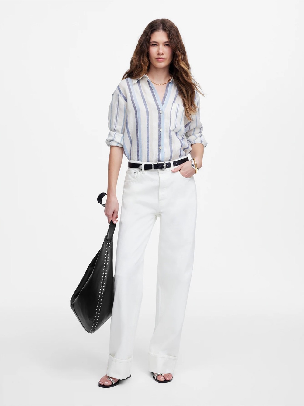 White High-Waist Wide-Leg Jeans
